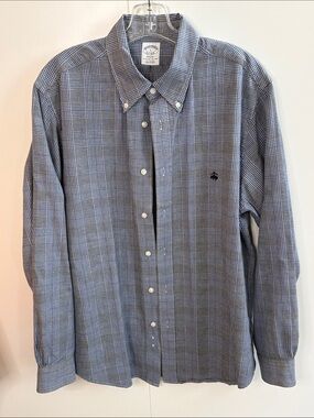 Brooks Brothers Blue and White Plaid Button-Down Shirt